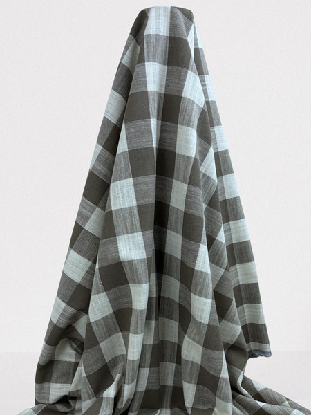 Taupe & Ivory 100% Checked Linen