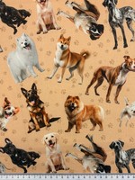 Furry Fun Tossed Dogs Premium Printed Cotton