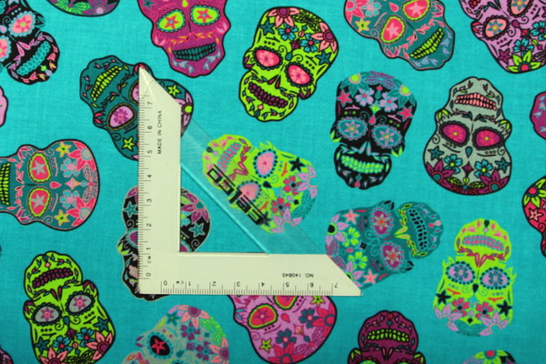  Teal Sugar Skulls Premium Printed Cotton