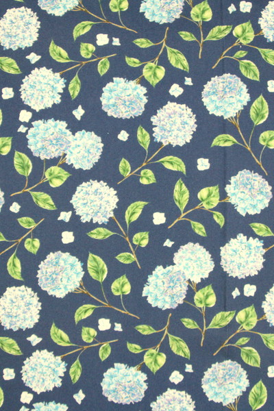 Summer Bliss Blue Hydrangea's on Blue Premium Printed Cotton