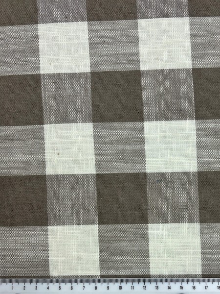 Taupe & Ivory 100% Checked Linen