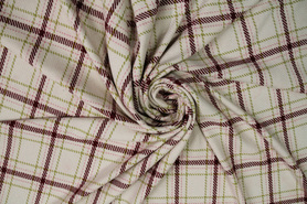 Pale Pink, Burgundy & Chartreuse Tartan Wool Blend
