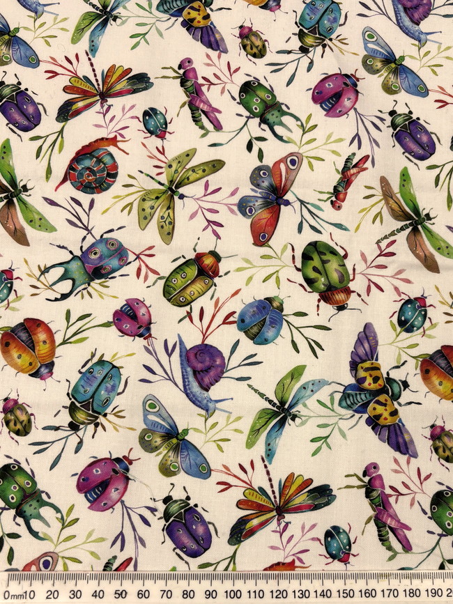 Luminous Insects on White Premium Cotton