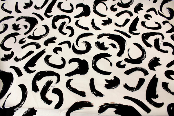 Black & White Swirl Printed Stretch Cotton