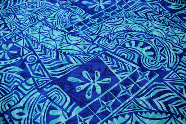 Turquoise Pasifika Designs on Royal Rayon
