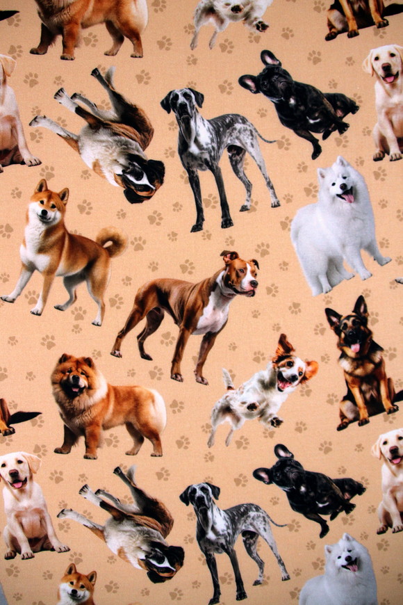 Furry Fun Tossed Dogs Premium Printed Cotton