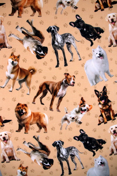 Furry Fun Tossed Dogs Premium Printed Cotton