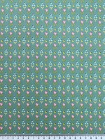 Hearts & Flowers on Teal Printed Cotton