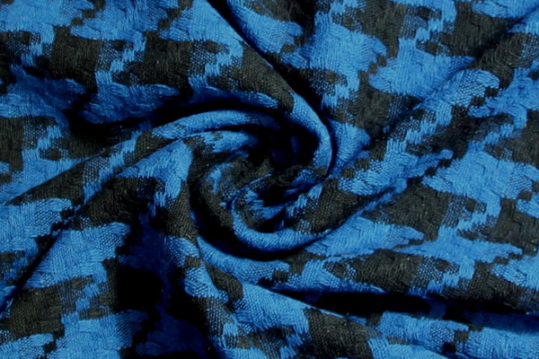 Black & Royal Woven Houndstooth Wool Blend