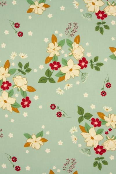 Sweet Acres Floral on Pale Green Printed Cotton