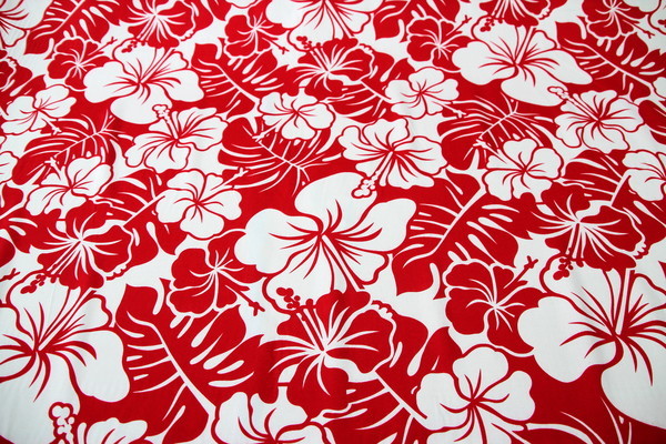 Red & White Frangipani Printed Rayon