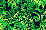 Lime Green Tones on Bottle Green Pasifika Dobby Cotton