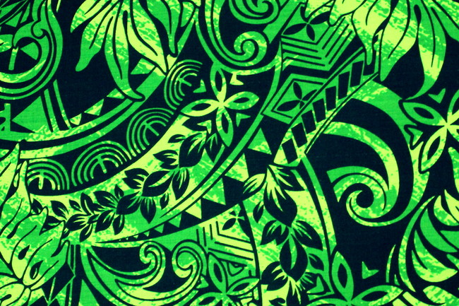 Lime Green Tones on Bottle Green Pasifika Dobby Cotton