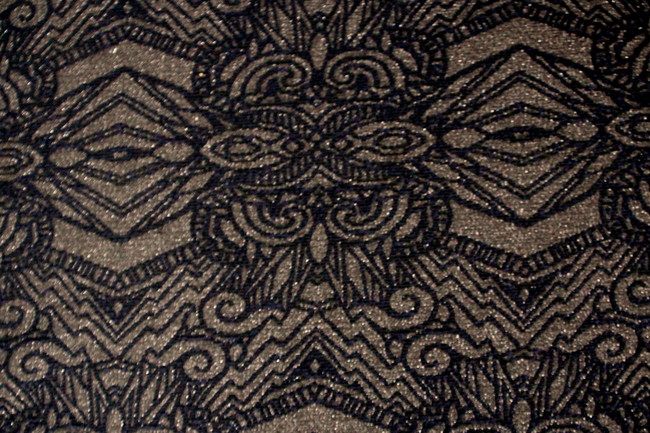 Black Jacquard with Silver Metallic Thread