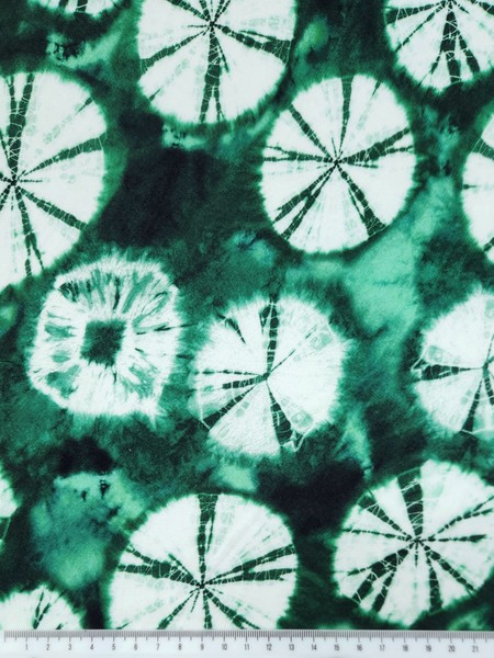 * SPECIAL * Green Tones Tie-Dye Circles Printed Rayon