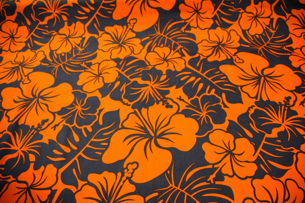 Grey & Orange Frangipani Printed Rayon