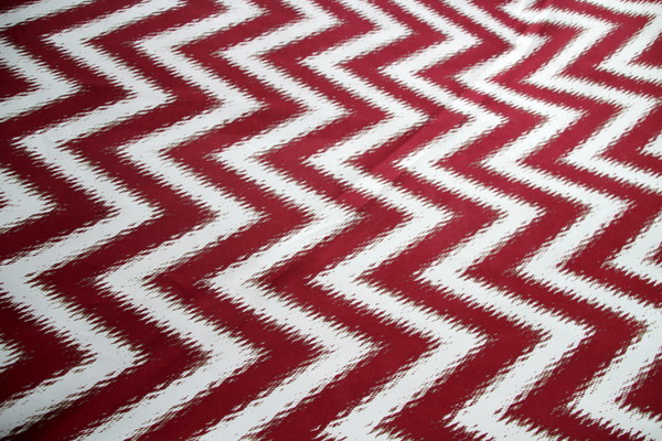 Wine & Ivory Chevron Waterproofed & UV Coated Canvas