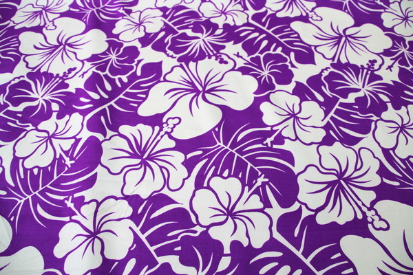 Cream & Purple Frangipani Printed Rayon