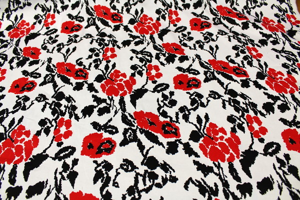 Classic Red Floral Printed Stretch Cotton