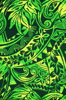 Lime Green Tones on Bottle Green Pasifika Dobby Cotton