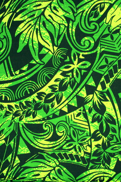 Lime Green Tones on Bottle Green Pasifika Dobby Cotton