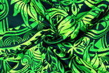 Lime Green Tones on Bottle Green Pasifika Dobby Cotton
