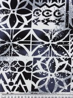 Denim, Grey & Black Tones on White Pacific Island Cotton Dobby