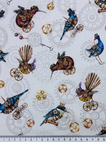 Gears & Feathers Kiwiana Printed Cotton