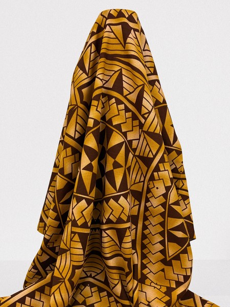 Mustard & Brown Pacific Island Cotton Dobby