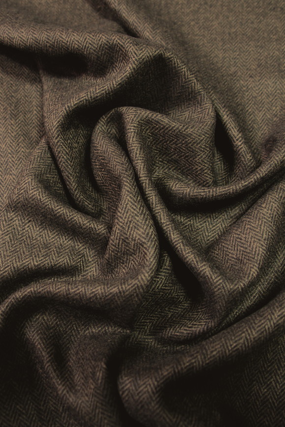 Chocolate Herringbone Wool Blend