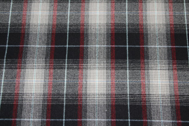 Black, Grey & Red Brushed Cotton Check