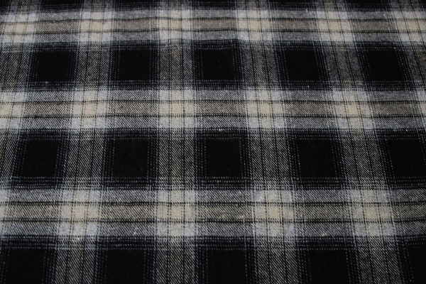 Fawn, Grey & Black Tartan Wool Shirting