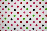 Multi Dots on White Printed Flannelette 