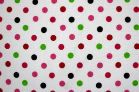 Multi Dots on White Printed Flannelette