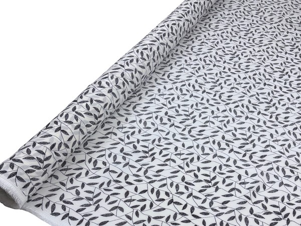 Black & White Vines on Lightweight Crepe