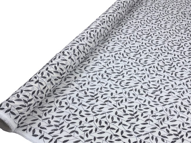 Black & White Vines on Lightweight Crepe
