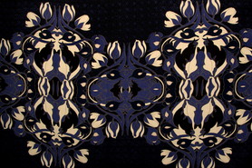 Classic Floral Design on Black Printed Silk