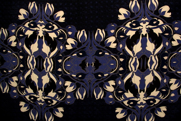 Classic Floral Design on Black Printed Silk 