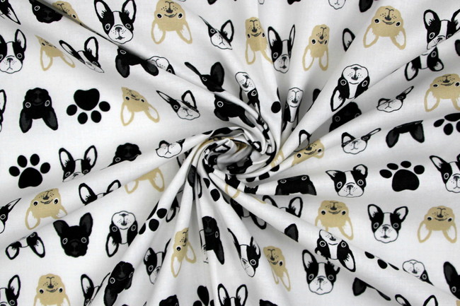 French Bulldogs on White Japanese Premium Printed Cotton