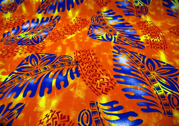 Royal on Mottled Oranges Pasifika Printed Mini Matt