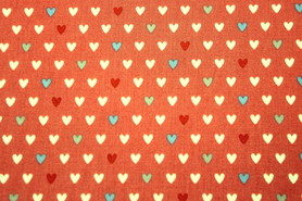 Mini Hearts on Guava Blush Printed Cotton