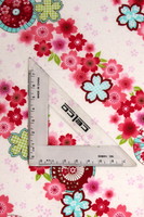 Diagonal Pink Tone Floral Circles on White Printed Cotton