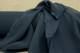 Japanese Dark Petrol Blue Plain Chiffon