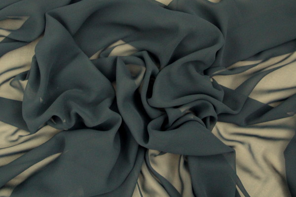 Japanese Dark Petrol Blue Plain Chiffon