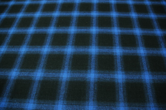 Royal & Black Tartan Wool Shirting 