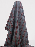Red, Royal & Gold on Grey Brushed Cotton Check