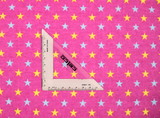 Blue & Yellow Stars on Hot Pink Printed Flannelette