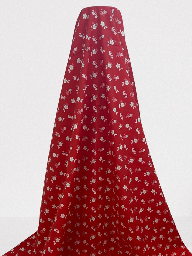Sweet Flowers on Tomato Red Printed Cotton
