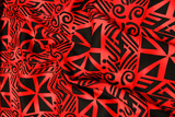 Red's & Black "Geometric" Island Style Cotton Dobby