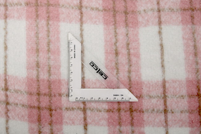 Pink, White & Light Brown Checked Wool Blend